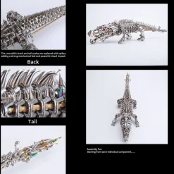 3D Metal Sleeping Crocodile DIY Metal Puzzle Model Kit Mechanical Assembly Crafts 1500+PCS