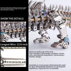 3D Metal Sleeping Crocodile DIY Metal Puzzle Model Kit Mechanical Assembly Crafts 1500+PCS