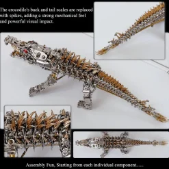 3D Metal Sleeping Crocodile DIY Metal Puzzle Model Kit Mechanical Assembly Crafts 1500+PCS