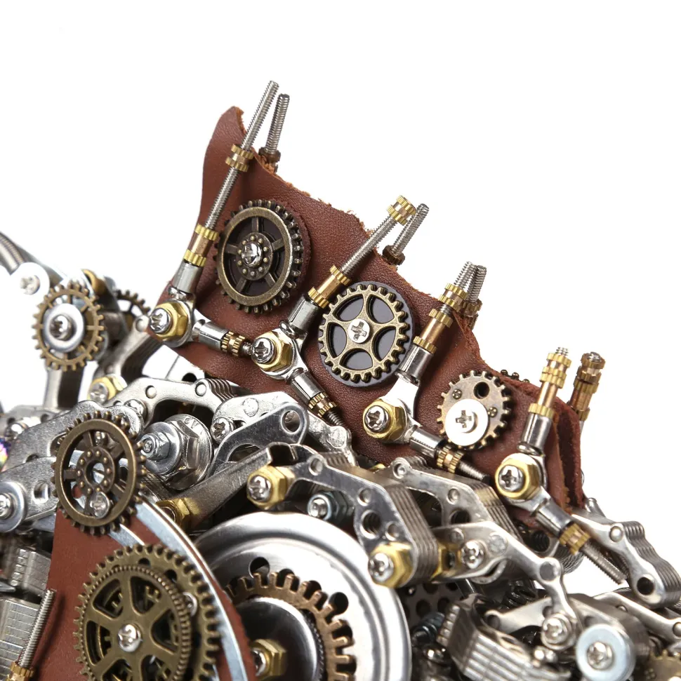 3D Metal Steampunk Craft Puzzle Mechanical Anglefish Model DIY Assembly with Luminous Bulb Creative Gift-1064PCS+