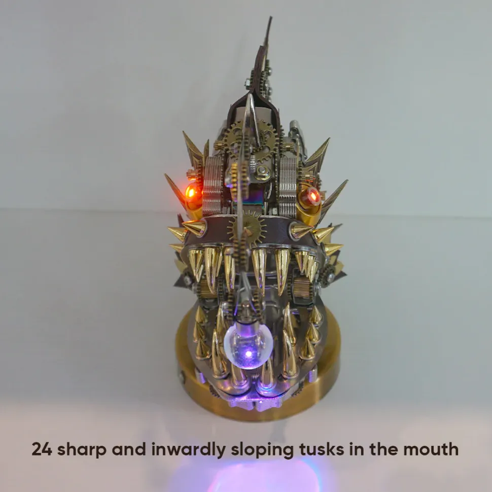 3D Metal Steampunk Craft Puzzle Mechanical Anglefish Model DIY Assembly with Luminous Bulb Creative Gift-1064PCS+