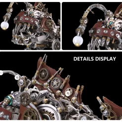3D Metal Steampunk Craft Puzzle Mechanical Anglefish Model DIY Assembly with Luminous Bulb Creative Gift-1064PCS+