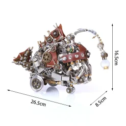 3D Metal Steampunk Craft Puzzle Mechanical Anglefish Model DIY Assembly with Luminous Bulb Creative Gift-1064PCS+