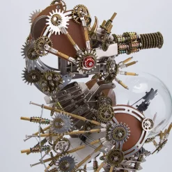 3D Metal Steampunk Craft Puzzle Mechanical Underwater Seahorse with Lamp Model DIY Assembly for Home Decor Creative Gift-2100PCS