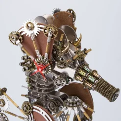 3D Metal Steampunk Craft Puzzle Mechanical Underwater Seahorse with Lamp Model DIY Assembly for Home Decor Creative Gift-2100PCS