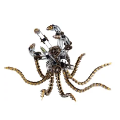 3D Metal Steampunk Galaxy Craft Puzzle Mechanical Octopus with Desk Lamp Model DIY Assembly for Home Decor Creative Gift-1060PCS