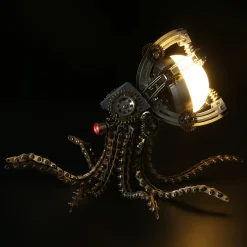 3D Metal Steampunk Galaxy Craft Puzzle Mechanical Octopus with Desk Lamp Model DIY Assembly for Home Decor Creative Gift-1060PCS