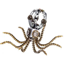 3D Metal Steampunk Galaxy Craft Puzzle Mechanical Octopus with Desk Lamp Model DIY Assembly for Home Decor Creative Gift-1060PCS