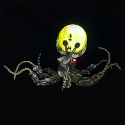 3D Metal Steampunk Galaxy Craft Puzzle Mechanical Octopus with Lamp Model DIY Assembly for Home Decor Creative Gift-2400PCS
