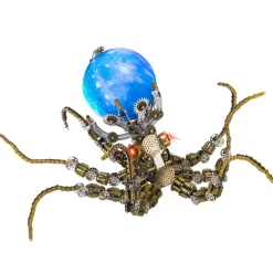 3D Metal Steampunk Galaxy Craft Puzzle Mechanical Octopus with Lamp Model DIY Assembly for Home Decor Creative Gift-2400PCS