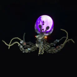 3D Metal Steampunk Galaxy Craft Puzzle Mechanical Octopus with Lamp Model DIY Assembly for Home Decor Creative Gift-2400PCS