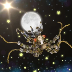 3D Metal Steampunk Galaxy Craft Puzzle Mechanical Octopus with Lamp Model DIY Assembly for Home Decor Creative Gift-2400PCS