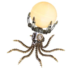 3D Metal Steampunk Galaxy Craft Puzzle Mechanical Octopus with 16 Colors Tap and Remote Control Lamp Model DIY Assembly for Home Decor Creative Gift-1060PCS