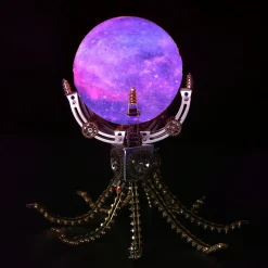 3D Metal Steampunk Galaxy Craft Puzzle Mechanical Octopus with 16 Colors Tap and Remote Control Lamp Model DIY Assembly for Home Decor Creative Gift-1060PCS