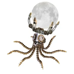3D Metal Steampunk Galaxy Craft Puzzle Mechanical Octopus with 16 Colors Tap and Remote Control Lamp Model DIY Assembly for Home Decor Creative Gift-1060PCS