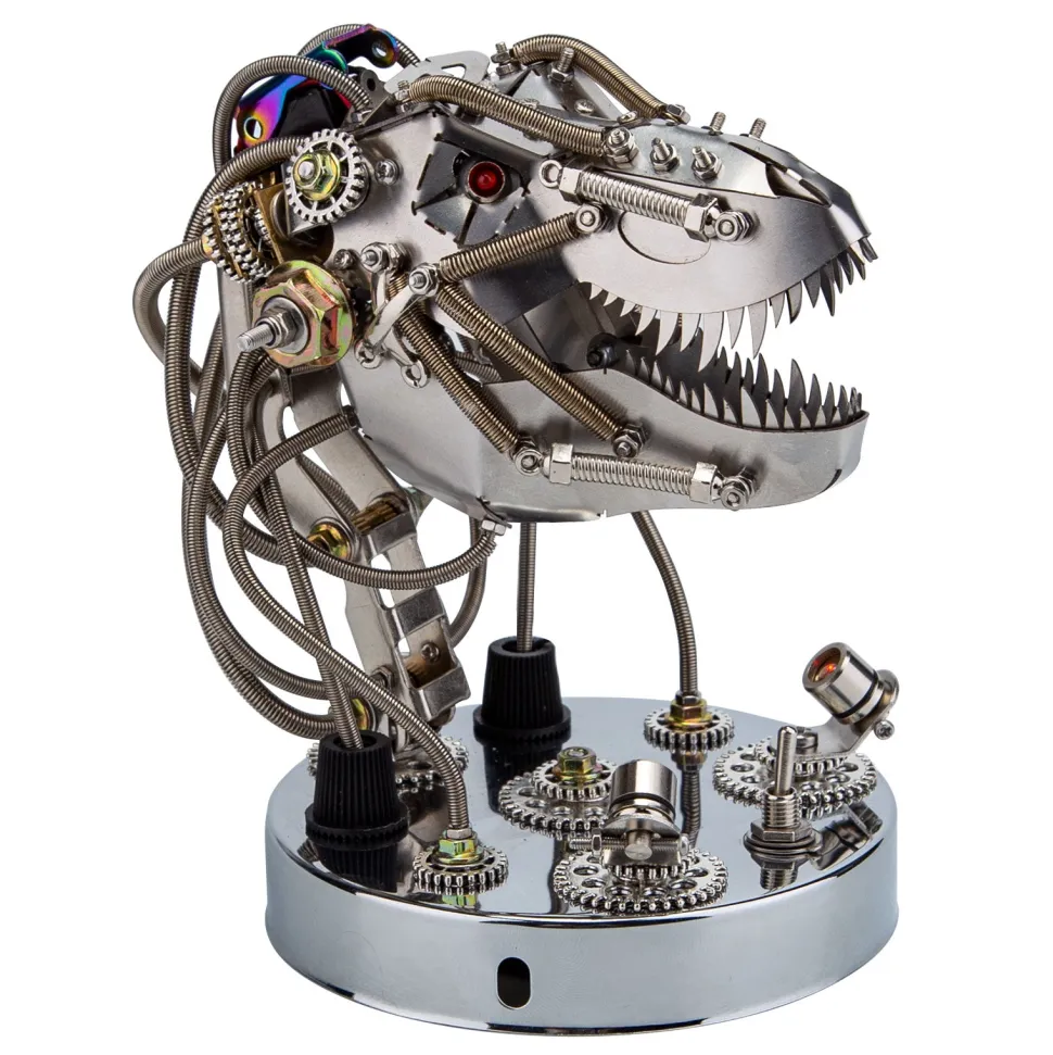3D Metal Steampunk Moving Mechanical Dinosaur Head Model Kits - 180PCS+