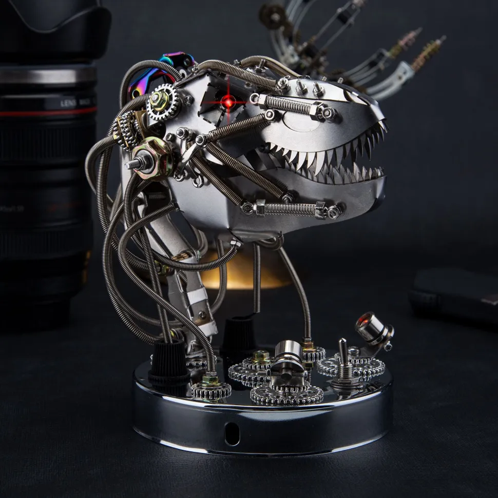 3D Metal Steampunk Moving Mechanical Dinosaur Head Model Kits - 180PCS+
