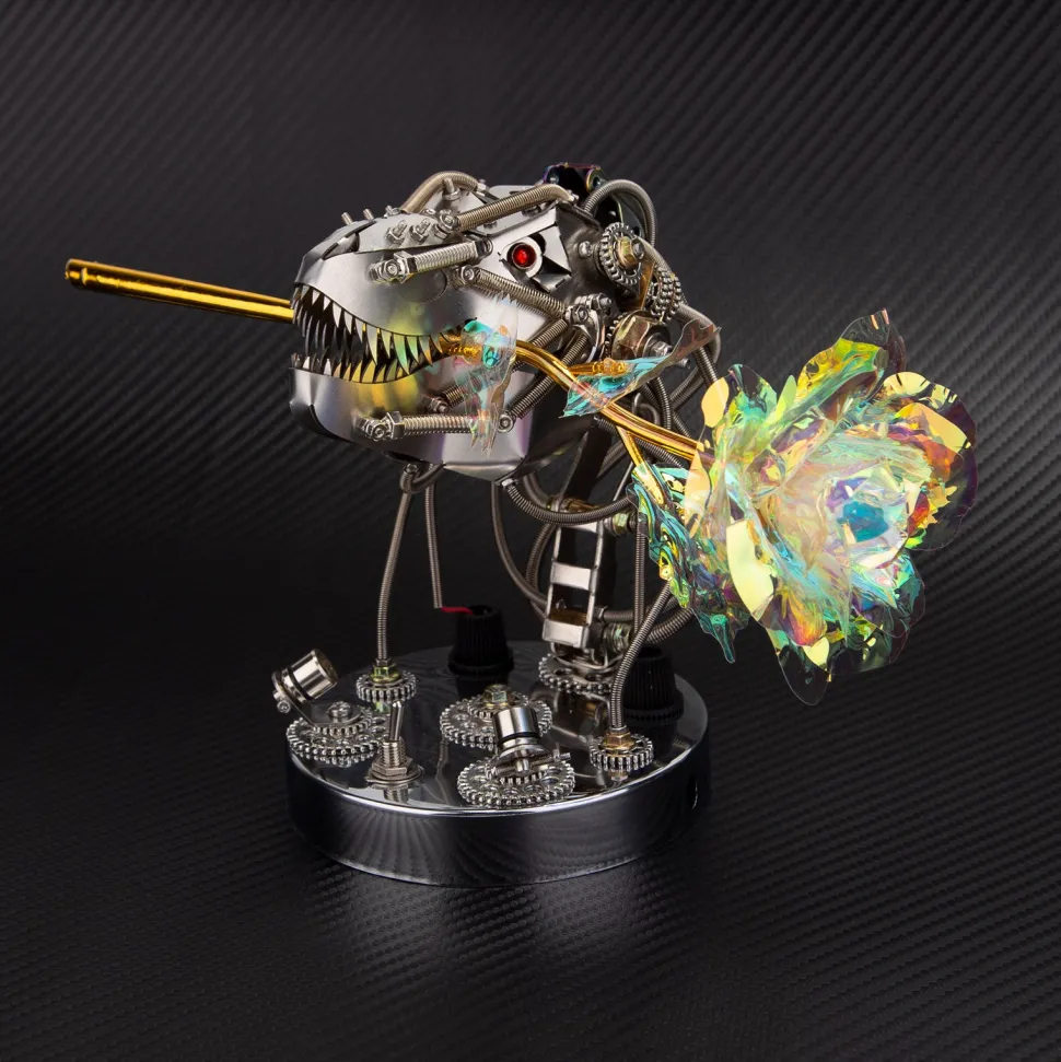 3D Metal Steampunk Moving Mechanical Dinosaur Head Model Kits - 180PCS+