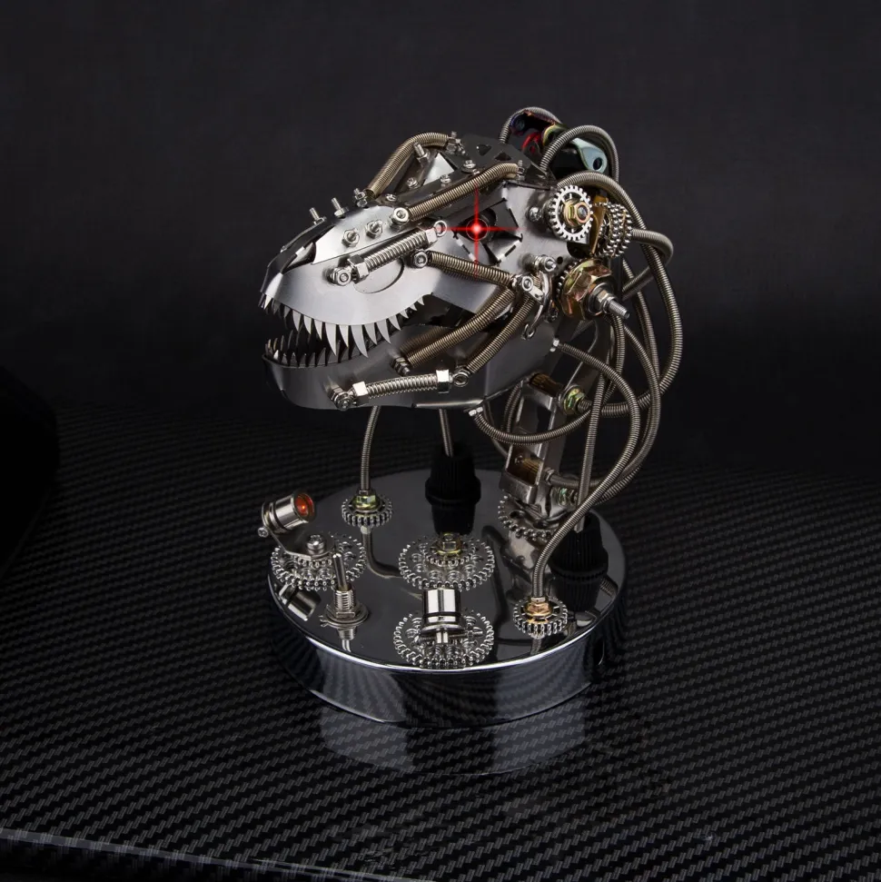 3D Metal Steampunk Moving Mechanical Dinosaur Head Model Kits - 180PCS+