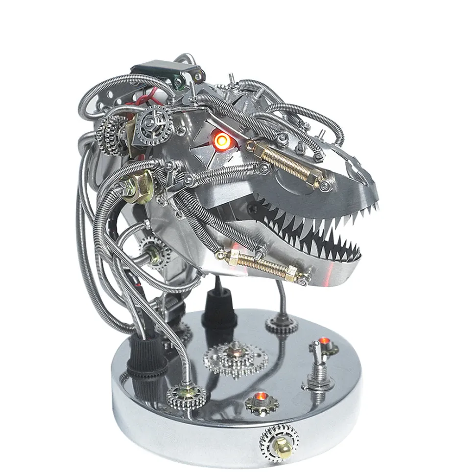 3D Metal Steampunk Moving Mechanical Dinosaur Head Model Kits - 180PCS+