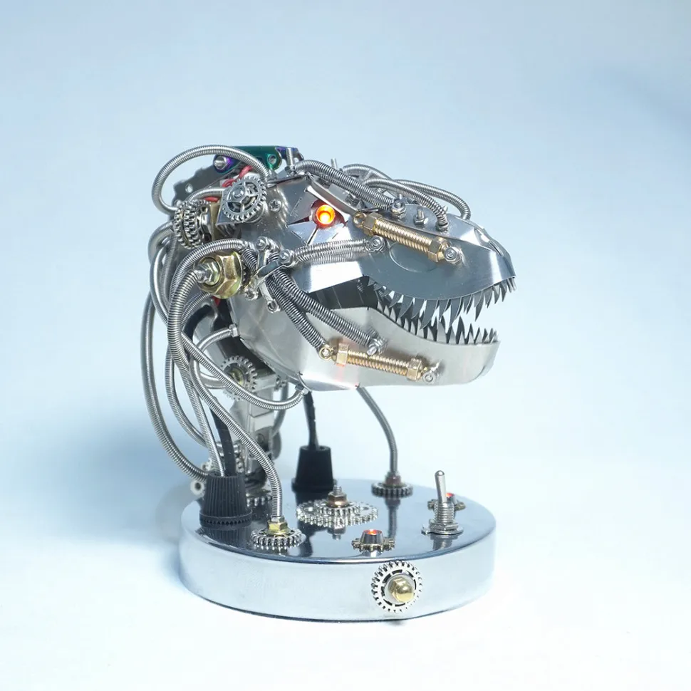 3D Metal Steampunk Moving Mechanical Dinosaur Head Model Kits - 180PCS+