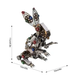 3D Metal Steampunk Puzzle Mechanical Easter Bunny Rabbit Model DIY Assembly Animal Jigsaw Puzzle Kit with Egg-500PCS+