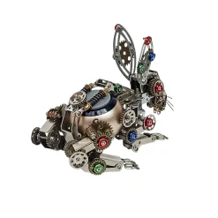 3D Metal Steampunk Puzzle Mechanical Easter Bunny Rabbit Model DIY Assembly Animal Jigsaw Puzzle Kit with Egg-500PCS+