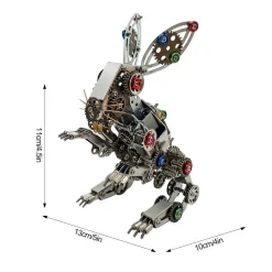 3D Metal Steampunk Puzzle Mechanical Easter Bunny Rabbit Model DIY Assembly Animal Jigsaw Puzzle Kit with Egg-500PCS+