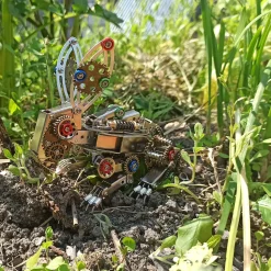3D Metal Steampunk Puzzle Mechanical Easter Bunny Rabbit Model DIY Assembly Animal Jigsaw Puzzle Kit with Egg-500PCS+