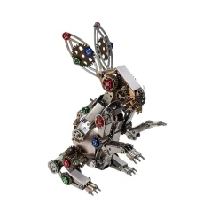 3D Metal Steampunk Puzzle Mechanical Easter Bunny Rabbit Model DIY Assembly Animal Jigsaw Puzzle Kit with Egg-500PCS+