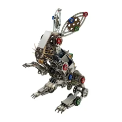 3D Metal Steampunk Puzzle Mechanical Easter Bunny Rabbit Model DIY Assembly Animal Jigsaw Puzzle Kit with Egg-500PCS+