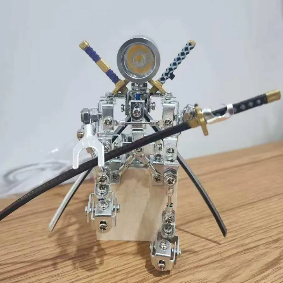3D Metal Steampunk Shining Blade Steel Samurai Model