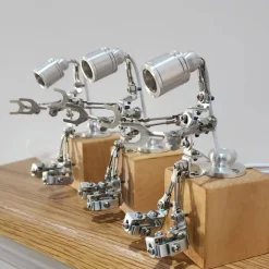 3D Metal Steampunk Sparkling Silver Mechanical Lamp Model