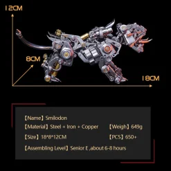 3D Metal Tiger Kit Assembly Smilodon Model Saber-toothed Tiger - 650PCS+