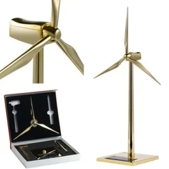 3D Metal Windmill Assembly Model Solar Powered Wind Turbine Model Golden