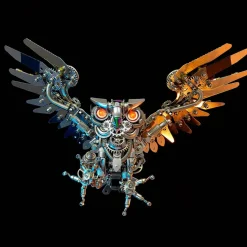 3D Nocturnal Owl DIY Steampunk Metal Assembly Animal Model Spooky Halloween Decor