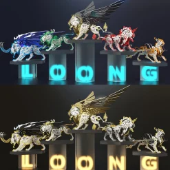 3D Puzzle DIY Model Kit Jigsaw Metal Tiger Model Ancient Chinese Beasts Mechanical Assembly Crafts