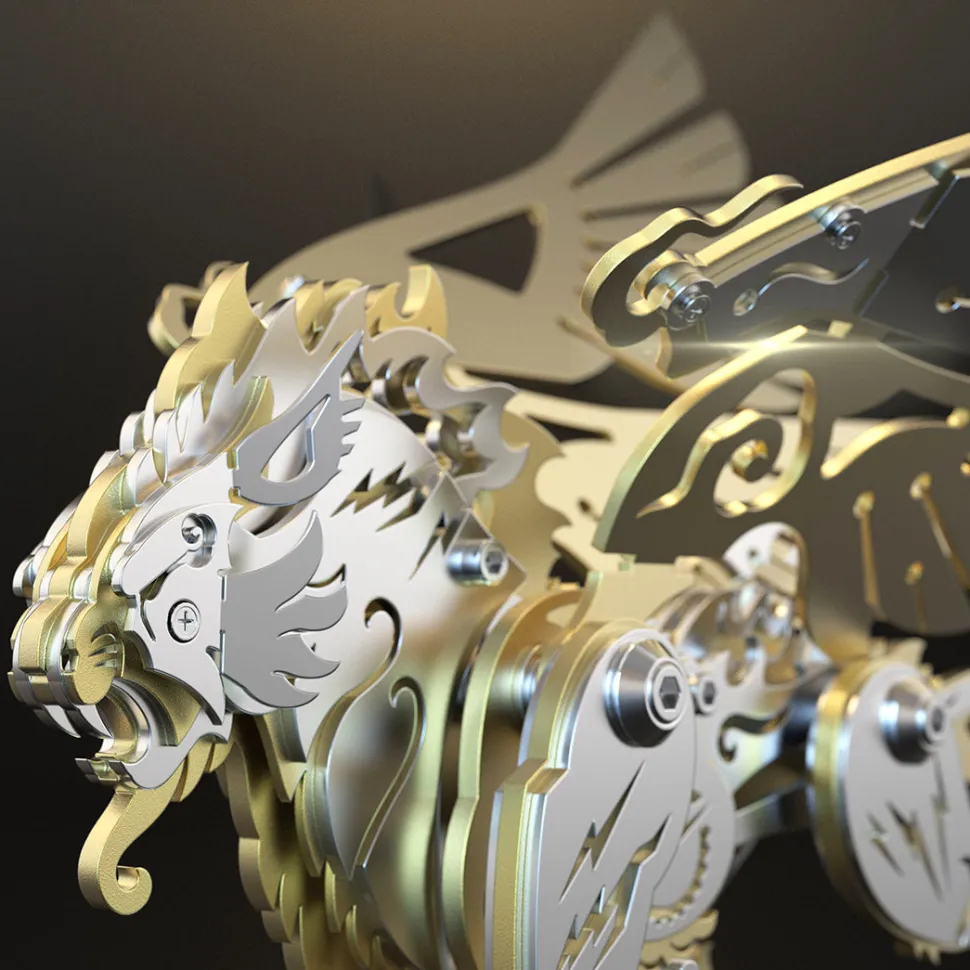 3D Puzzle DIY Model Kit Jigsaw Metal Tiger Model Ancient Chinese Beasts Mechanical Assembly Crafts