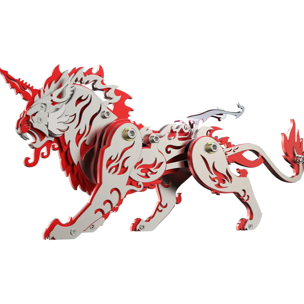 3D Puzzle DIY Model Kit Jigsaw Metal Tiger Model Ancient Chinese Beasts Mechanical Assembly Crafts