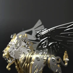 3D Puzzle DIY Model Kit Jigsaw Metal Tiger Model Ancient Chinese Beasts Mechanical Assembly Crafts-Black Golden