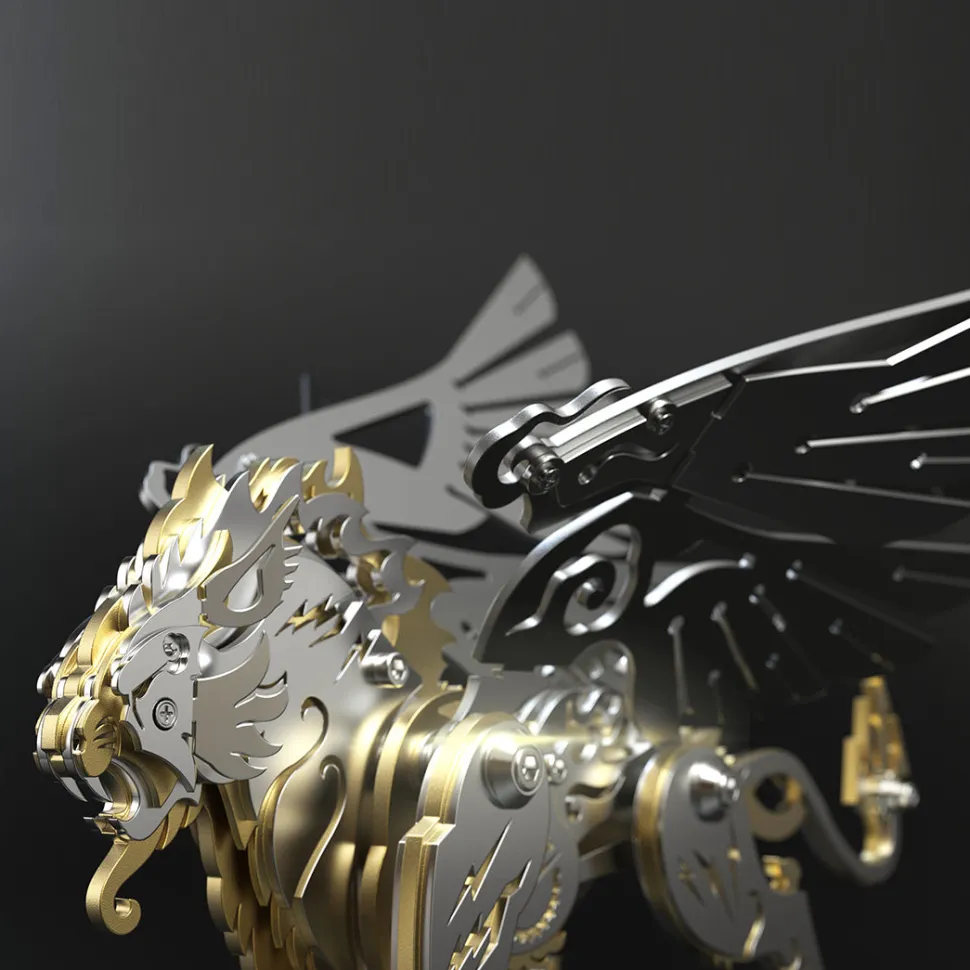 3D Puzzle DIY Model Kit Jigsaw Metal Tiger Model Ancient Chinese Beasts Mechanical Assembly Crafts-Black Golden
