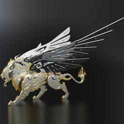 3D Puzzle DIY Model Kit Jigsaw Metal Tiger Model Ancient Chinese Beasts Mechanical Assembly Crafts-Black Golden