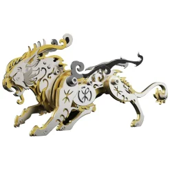 3D Puzzle DIY Model Kit Jigsaw Metal Tiger Model Ancient Chinese Beasts Mechanical Assembly Crafts-Black Golden
