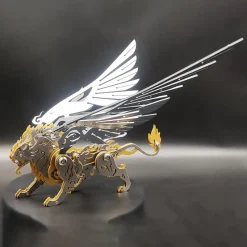 3D Puzzle DIY Model Kit Jigsaw Metal Tiger Model Ancient Chinese Beasts Mechanical Assembly Crafts-Black Golden