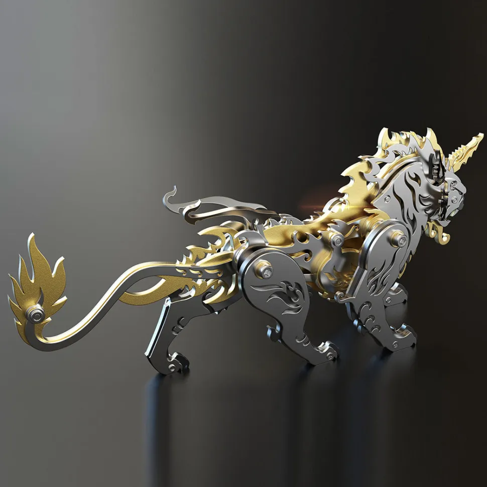 3D Puzzle DIY Model Kit Jigsaw Metal Tiger Model Ancient Chinese Beasts Mechanical Assembly Crafts-Black Golden