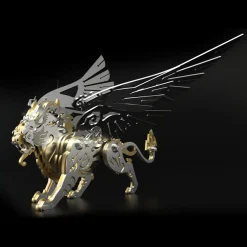 3D Puzzle DIY Model Kit Jigsaw Metal Tiger Model Ancient Chinese Beasts Mechanical Assembly Crafts-Black Golden