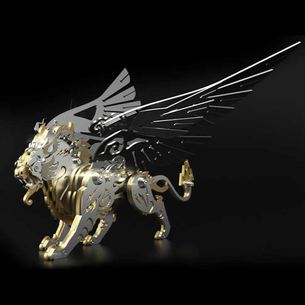 3D Puzzle DIY Model Kit Jigsaw Metal Tiger Model Ancient Chinese Beasts Mechanical Assembly Crafts-Black Golden