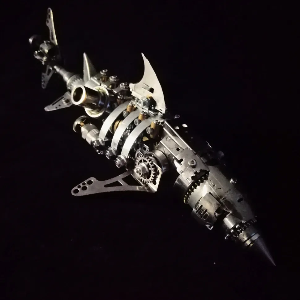 3D Puzzle Model Kit Mechanical Shark with Display Platform Metal Games DIY Assembly Jigsaw Crafts Creative Gift-209PCS