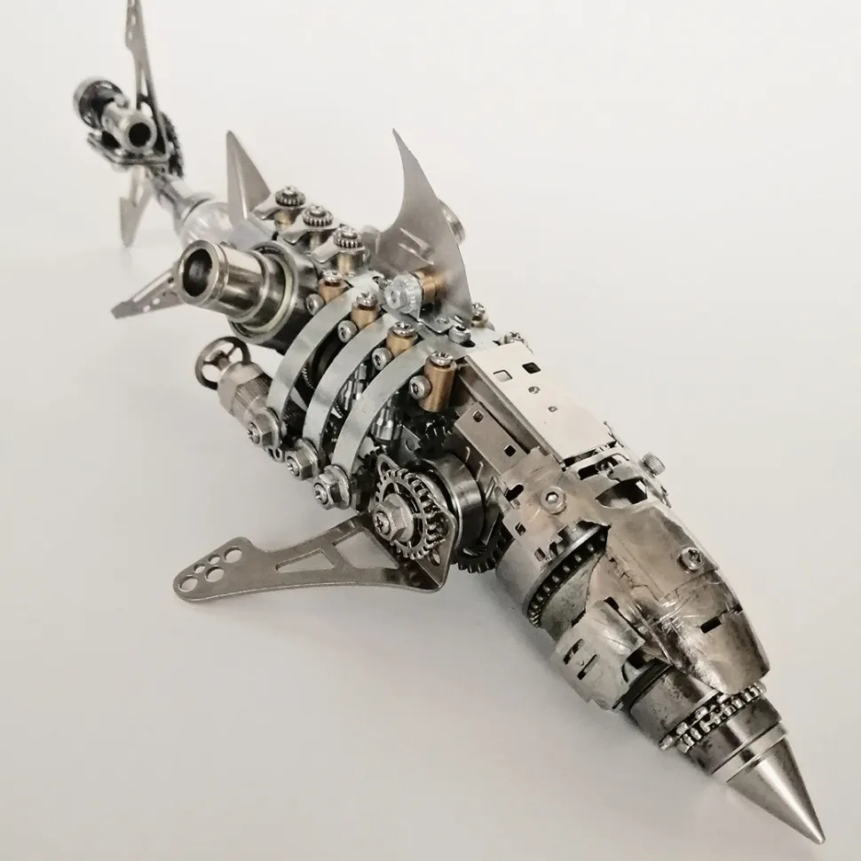 3D Puzzle Model Kit Mechanical Shark with Display Platform Metal Games DIY Assembly Jigsaw Crafts Creative Gift-209PCS