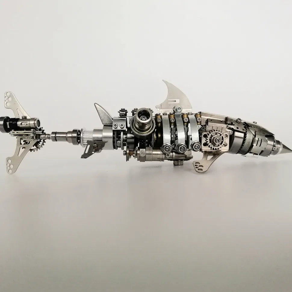 3D Puzzle Model Kit Mechanical Shark with Display Platform Metal Games DIY Assembly Jigsaw Crafts Creative Gift-209PCS